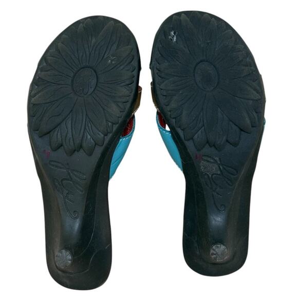 Not For Sale Fly London Sandals‎ Women 37 US 6 Blue Leather Kitten Heel Slip - Picture 8 of 9